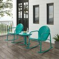 Claustro Outdoor Rocking Chair Set, Turquoise Gloss - Side Table & 2 Rocking Chairs - 3 Piece CL3587476